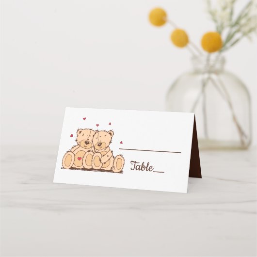 Brown Teddy Bears Liebe Wedding Party Brautparty Platzkarte (Vorderseite)