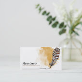 Brown/terracotta Aztec Feather Visitenkarte (Stehend Vorderseite)