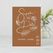 Brown Terracotta Boho Hand Drawn Save the Date Einladung (Stehend Vorderseite)