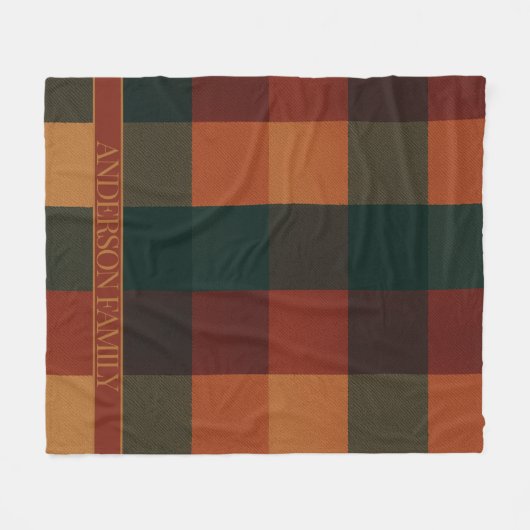 Brown Terracotta Buffalo Kariert Checkered Fleecedecke (Vorderseite (Horizontal))