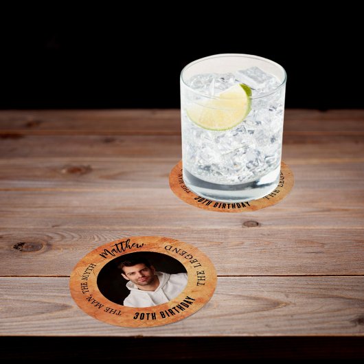 Brown terracotta Foto Mythos Legende Geburtstag Runder Pappuntersetzer