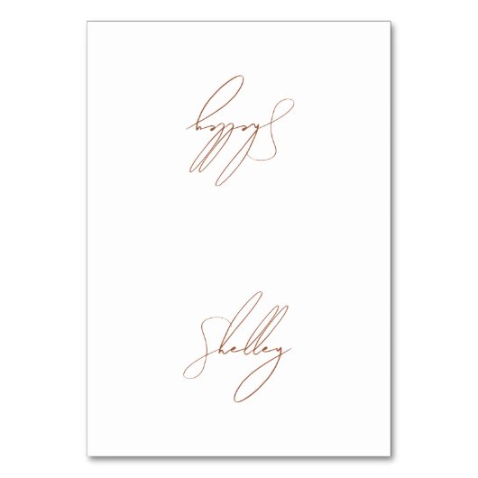 Brown Terracotta Guest Name Table Card Platzkarte Tischnummer (Vorderseite)