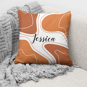 Brown Terracotta Modernes Abstraktes Boho Muster N Kissen