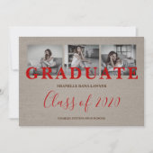 Brown Textil Modern Three Photos Graduation (Vorderseite)