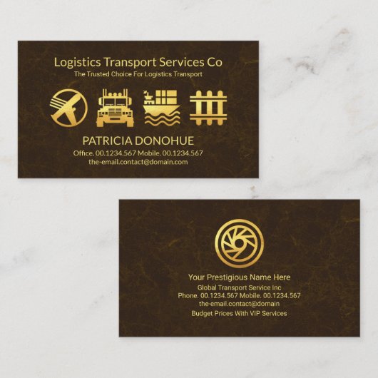 Brown Texture Gold Logistics Icon Visitenkarte (Vorne/Hinten)