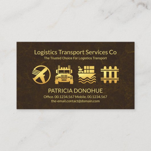 Brown Texture Gold Logistics Icon Visitenkarte (Vorderseite)