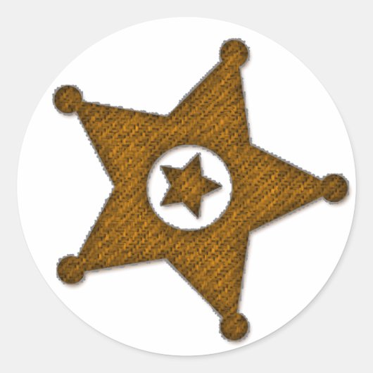 Brown Textured Western Sherriff Abzeichen Stickers (Vorderseite)