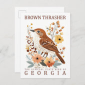 Brown Thrasher Bird of Georgia USA Travel Postkarte (Vorne/Hinten)
