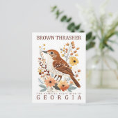 Brown Thrasher Bird of Georgia USA Travel Postkarte (Stehend Vorderseite)