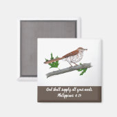 Brown Thrasher Inspirational Magnet (Vorderseite/Rückseite)