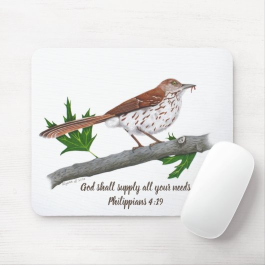 Brown Thrasher Inspirational Mousepad (Mit Mouse)