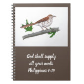 Brown Thrasher-Notebook Notizblock (Vorderseite)