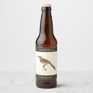 Brown Thrush oder Brown Thrasher, New Yorker Vögel Bierflaschenetikett