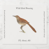 Brown Thrush oder Brown Thrasher, New Yorker Vögel Bierflaschenetikett (Einzelnes Label)