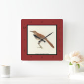 Brown Thrush oder Brown Thrasher, New Yorker Vögel Quadratische Wanduhr (Zuhause)