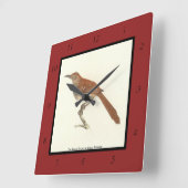Brown Thrush oder Brown Thrasher, New Yorker Vögel Quadratische Wanduhr (Winkel)