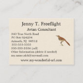 Brown Thrush oder Brown Thrasher, New Yorker Vögel Visitenkarte (Rückseite)