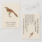 Brown Thrush oder Brown Thrasher, New Yorker Vögel Visitenkarte (Vorne/Hinten)