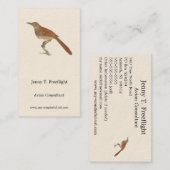 Brown Thrush oder Brown Thrasher, New Yorker Vögel Visitenkarte (Vorne/Hinten)