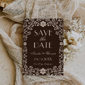Brown Timeless Floral Wedding  Save The Date