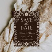 Brown Timeless Floral Wedding  Save The Date