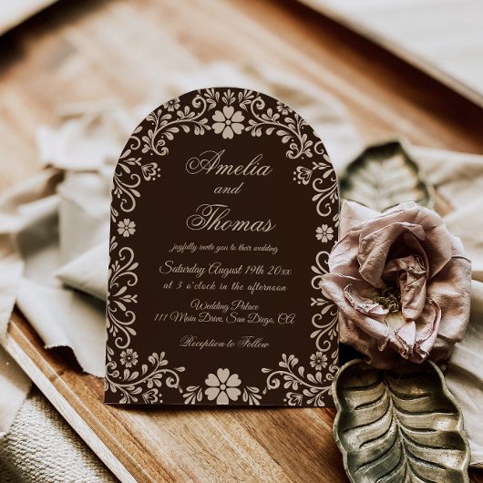 Brown Timeless Wedding  Invitation Einladung