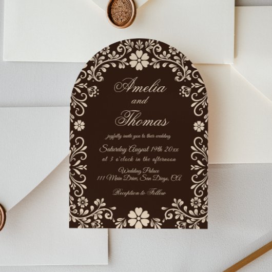 Brown Timeless Wedding  Invitation Einladung