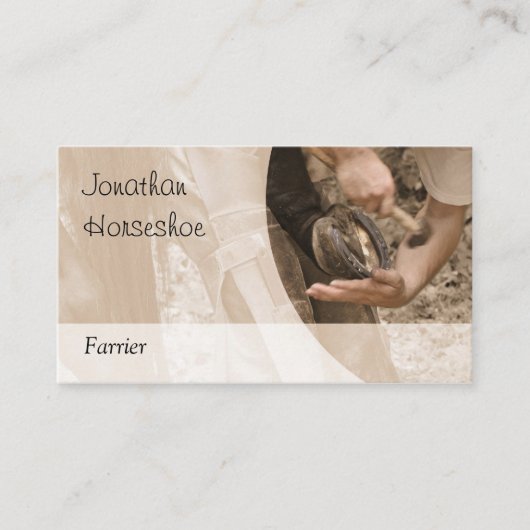 Brown tönte Foto einer Hufschmiedfunktion ab Visitenkarte (Vorderseite)