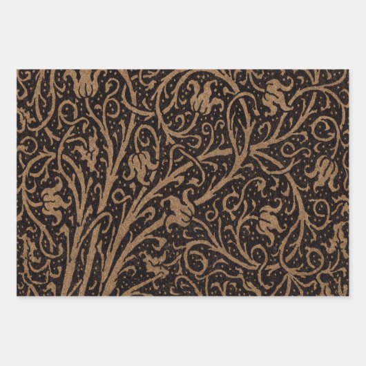 Brown Toolkit Leather Art Nouveau Floral Geschenkpapier Set (Vorderseite 3)