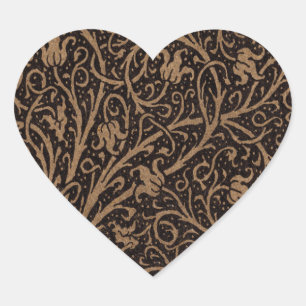 Brown Toolkit Leather Art Nouveau Floral Herz-Aufkleber