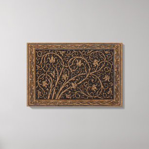 Brown Toolkit Leather Art Nouveau Floral Leinwanddruck