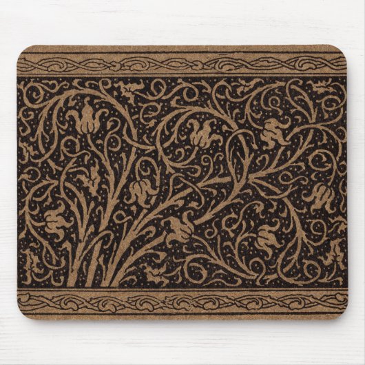 Brown Toolkit Leather Art Nouveau Floral Mousepad (Vorne)