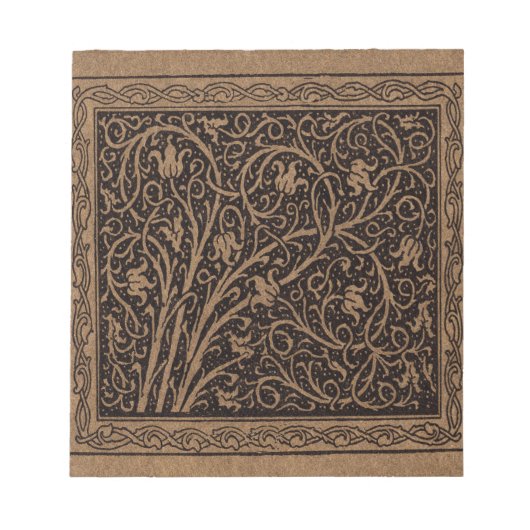Brown Toolkit Leather Art Nouveau Floral Notizblock (Vorderseite)