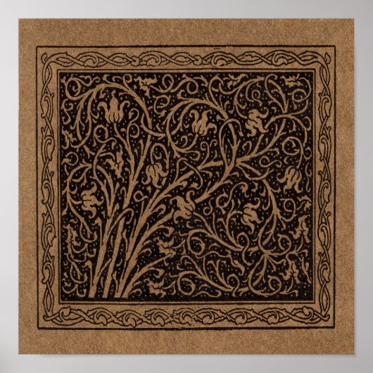 Brown Toolkit Leather Art Nouveau Floral Poster (Vorne)