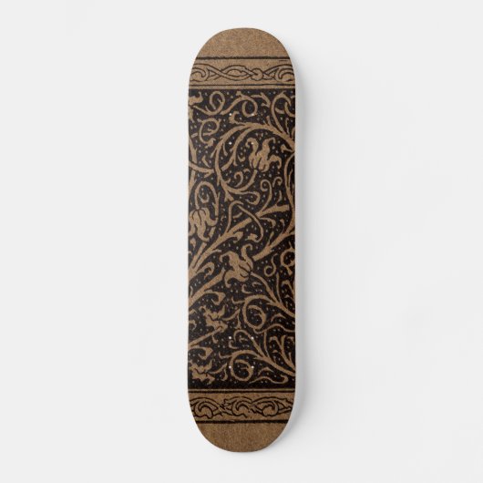 Brown Toolkit Leather Art Nouveau Floral Skateboard (Vorderseite)