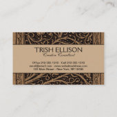 Brown Toolkit Leather Art Nouveau Floral Visitenkarte (Rückseite)