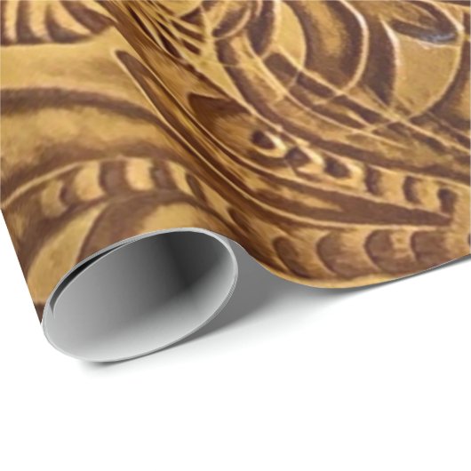 Brown Toolted Imitats Leather Geschenkpapier (Rolleneckpunkt)