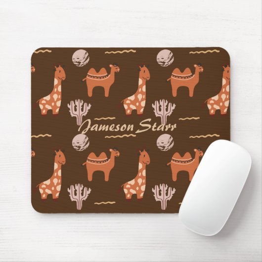 Brown Toy Cactus Camel Llama Animal Wildlife Name Mousepad (Mit Mouse)