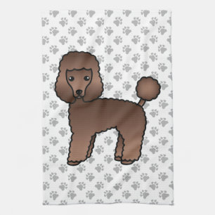Brown Toy Poodle Niedlich Cartoon Dog Geschirrtuch