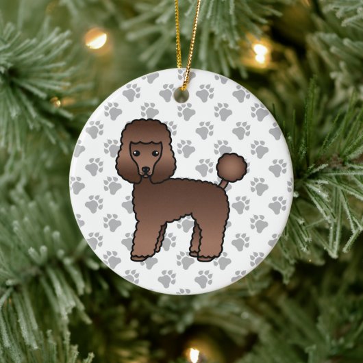 Brown Toy Poodle Niedlich Cartoon Dog Keramik Ornament (Baum)