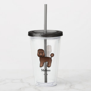 Brown Toy Poodle Niedlich Cartoon Dog & Name Acryltrinkbecher