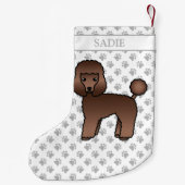 Brown Toy Poodle Niedlich Cartoon Dog & Name Kleiner Weihnachtsstrumpf (Rückseite)