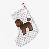 Brown Toy Poodle Niedlich Cartoon Dog & Name Kleiner Weihnachtsstrumpf (Rückseite (Hängend))