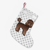 Brown Toy Poodle Niedlich Cartoon Dog & Name Kleiner Weihnachtsstrumpf (Vorderansicht (hängend))