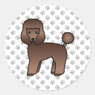 Brown Toy Poodle Niedlich Cartoon Dog Runder Aufkleber