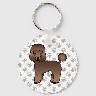 Brown Toy Poodle Niedlich Cartoon Dog Schlüsselanhänger