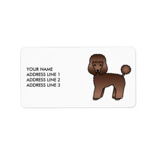 Brown Toy Poodle Niedlich Cartoon Dog & Text Adressaufkleber