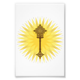 Brown Traditional Ethiopian Cross Design Fotodruck