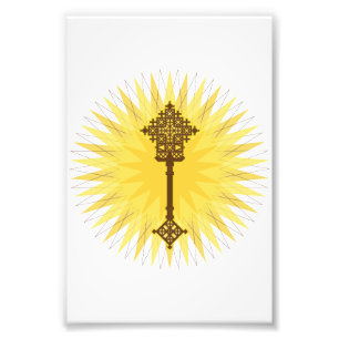 Brown Traditional Ethiopian Cross Design Fotodruck