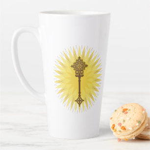 Brown Traditional Ethiopian Cross Design Milchtasse